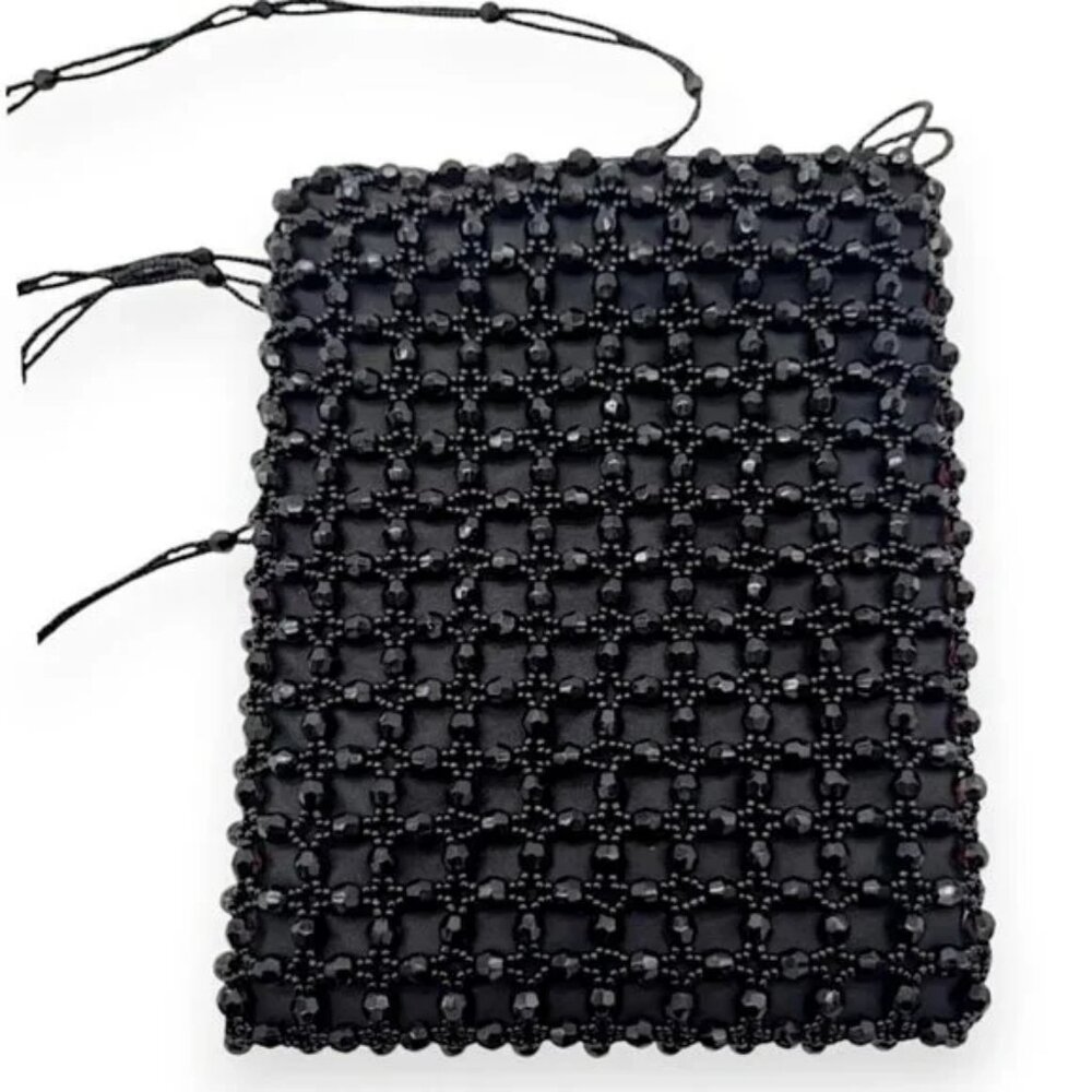 Vintage Valerie Stevens Black Beaded Evening Holiday Cocktail Mini Bag Purse